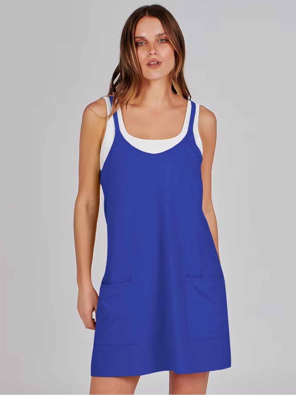 Royal Blue Athletic Dress with Builtin Shorts